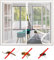Magnet Fliegengitter Fenster 190 x 210 cm, Insektenschutz Klettband Fliegengitter Fenster mit Klettband, Auto Schließen Faltbar für Alle Arten von Fenstern, Weiß