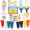 Caydo Kinder Malset Waschbares Fingerfarbenset mit 8 Fingerfarben Kinder Ungiftig (60ml), Malpapier, Schwamm, Pinsel, Palette, Magnetischer Bilderrahmen, Bastelset Kinder Fingerfarbe Baby