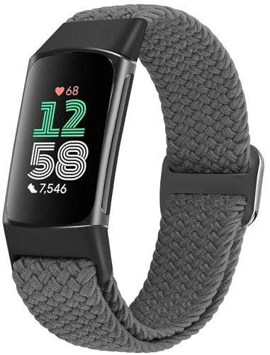 SOiiKE Bracelet Tressé Compatibles avec Fitbit Charge 6/Fitbit Charge 5, Bracelet de Remplacement Élastique Souple et Réglable Sport Bracelet en Nylon pour Femme Homme