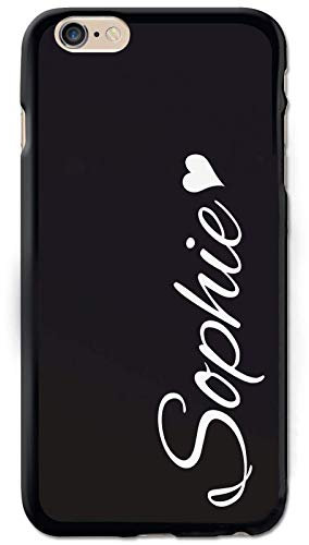 Personalised Initial Phone Case For Apple iPhone 16, 15, 14,13, 12, 11, Pro Max, Mini, XR, XS, SE White Heart Phone Case with Name on Soft Black Gel TPU Phone Cover