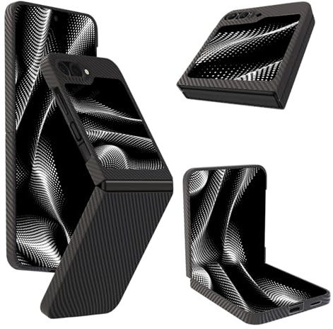 qichenlu Kugelsicher Aramidfaser 600D Schwarz Aramid Hülle für Z Flip 6 5G,Extrem Stoßfest Dünn Cover Case Hartschale für Samsung Galaxy Z Flip 6 5G