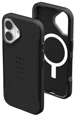 URBAN ARMOR GEAR UAG Designed for iPhone 16 Case 6.1 Civilian - Compatible with MagSafe Charging Rugged Slim Sleek Shockproof Anti-Slip Military Grade Protective Cover, Black
