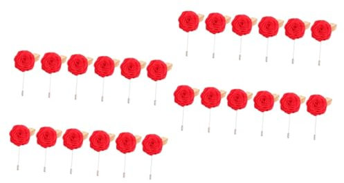 WRITWAA Pièces Pince à Linge Rose Rouge Hommes Corsage De Bal Broche De Fleur De Costume Fleur à La Boutonnière Goupille De Barre De Collier Accessoires Boutonnière Rouge Cérémonie