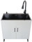 Fregadero de Cocina Comercial,Mueble Bajo Fregadero,Lavabo Grande Armario Inferior con 2 Puertas,con Grifo Patas Escurridor,con Dispensador de Jabón,para Restaurante,LavanderíA.(Wit,60x45x78cm)