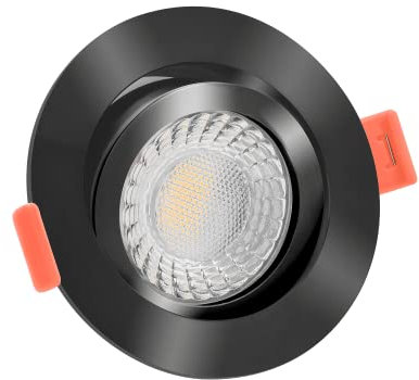 luxvenum Smart Home LED Einbaustrahler 24V 6W - 1x dimmbare LED Deckenleuchte extra flach nur 25mm, 60° Abstrahlwinkel, 90 CRI, Deckenspots für Flur, Wohnzimmer, Küche, Farbe Schwarz, 3000K