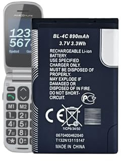 MUKUZI Batteria compatibile con Brondi Amico Ampli Vox, Amico Fedele, Amico Flip +, Amico Flip 3 (ricambio per BIGFP600AA BL-4C)