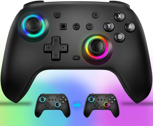 vaomon Wireless Controller Compatible with Switch Controller/Switch Lite/OLED, Wireless Switch Controllers Work with iOS/Android/PC with RGB Light, Programmable, TURBO & Wakeup