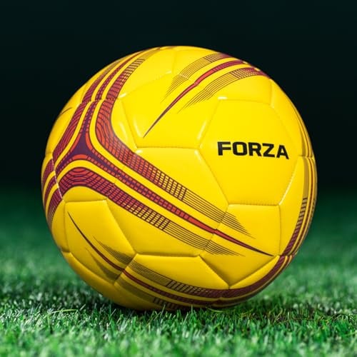 FORZA Trainingsfußball [Größe 1–5] | Langlebige Trainingsfußbälle für Junioren und Senioren – mehrere Farboptionen und Packungsgrößen (1 Stück, Gelb, Größe 5 (Standard-Erwachsene)