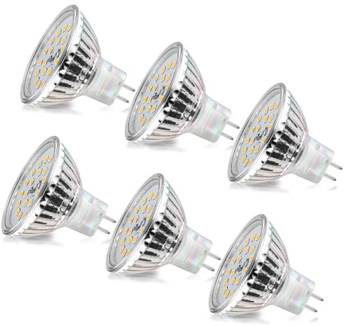 wowatt 6W Bombillas LED GU5.3 Blanco Cálido 2800K Equivalente 40W MR16 Halógena, AC/DC 12V Focos MR16 LED 480LM Spotlight Ángulo de Luz de 120°Sin Parpadeo Lámpara Reflectora no Regulable, Pack de 6