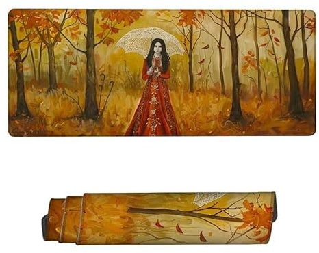 Grand Tapis de Souris Forêt sous Main Bureau,Tapis Souris Femme Tapis de Souris Gaming Imperméable,Tapis Bureau avec Base Antidérapante,Mouse Pad Bords Cousus,Deco Bureau,Cadeau 1600x800x3mm RS-280