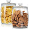 Absovetu 2 Pack Large Glass Sweet Jars with Lids 2 Litre - Cookie Jar Glass Storage Jars with Airtight Push-Top Lids for Biscuit Pasta Cereal Laundry Storage Containers Dog Treat Jar