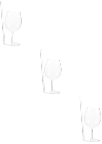 Cabilock 3 Pièces verre à cocktail avec paille verre à vin verres à cocktails verres à vin martini bouteilles verre à cocktail originaux goblets gobelet de bar gobelet ménager Un verre