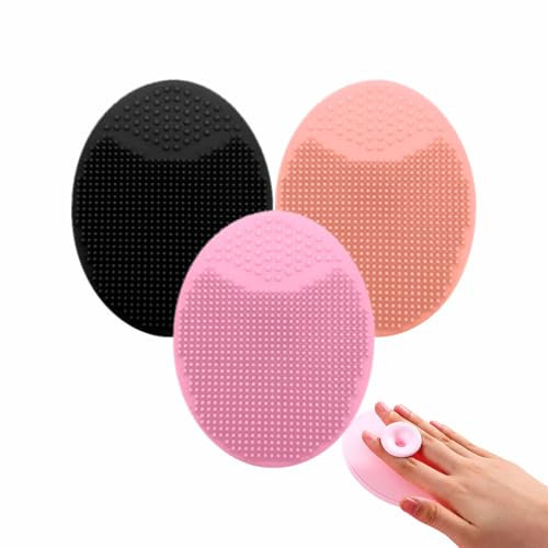 Silicone Face Scrubber Facial Cleansing Brush Manual Face Scrub Exfoliator Pad Soft Baby Bath Brush Exfoliating Brush Anti Aging Deep Wash Tool For Women Men & Baby Sensitive Skin Assorted Colors(2pc)