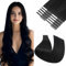 Silk-co Doppelt genähte Tape Extensions Echthaar 20stk40g, Tape in Echthaar Extensions, Invisible Tape Extensions Human Hair, Haarverlängerung Echthaar #01 Rabenschwarz 30cm