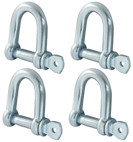 Cjueiom 4Pcs M10 D Ring Shackles, Heavy-Duty D Shackle Hitch Steel Shackle Use for Towing and Outdoor Activities