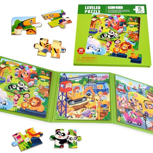NEBURORA Magnetische Puzzles für 2–5-Jährige, 97-teilige Puzzles, Reisespiele für Kleinkinder auf Flug- und Autofahrten, Puzzlespiele, Flugzeugaktivitäten für Kinder, Kindergeburtstagsgeschenke