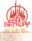 Castle Birthday Cake Topper - Red Glitter Castle Theme Birthday Party Cake Decoration Supply - Princess Prince Happy Bday Cake Topper Photo Prop