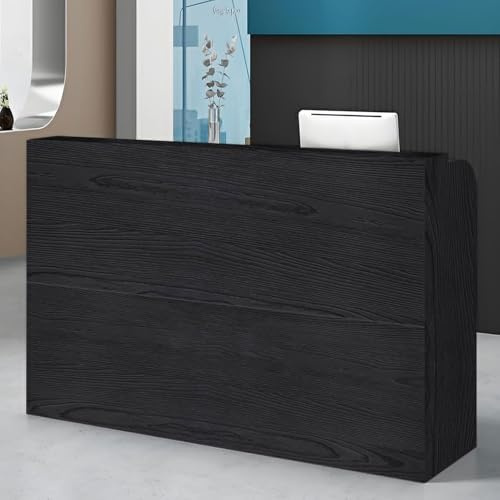 LINLIUA Empfangstheke Rezeption Klein Kosmetikstudio, Rezeptionstheke Modern Holz mit Ablage für Büro und Empfang, Platz Sparen, Einfach zu Montieren, für Büro Hotel Schwarz 90 * 50 * 110cm