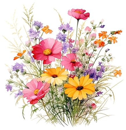 Rutaqian Adesivi impermeabili rimovibili per WC - motivo floreale da parete per bagno - adesivi in PVC a prova di umidità per piastrelle da bagno - 11,8 pollici Little Flower