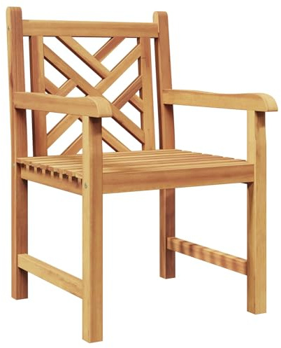 vidaXL Stuhl 2 pcs Braun 60 x 58 x 90 cm Massivholz Teak, Garten und Terrasse, Rechteckiger rustikaler Stuhl, Robuster Lounge-Sessel für die Außenentspannung, Bequeme Teakholz-Möbel