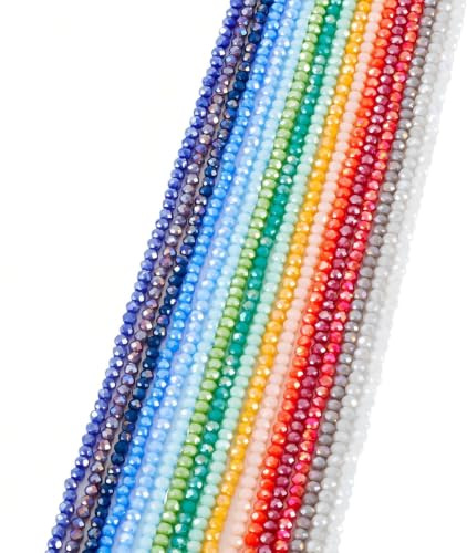 Craftora 17 hebras de cuentas de cristal facetadas de 3 mm, cuentas redondas facetadas a granel para pulseras de amistad, collares, aretes, joyería
