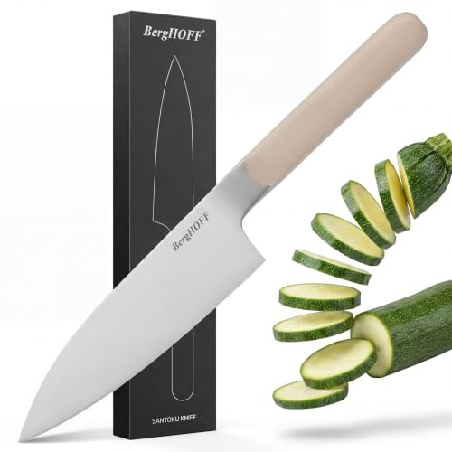 Berghoff Home Santoku-Messer 11,5cm - Küchenmesser edelstahl - Kochmesser - Messer scharf - Sand