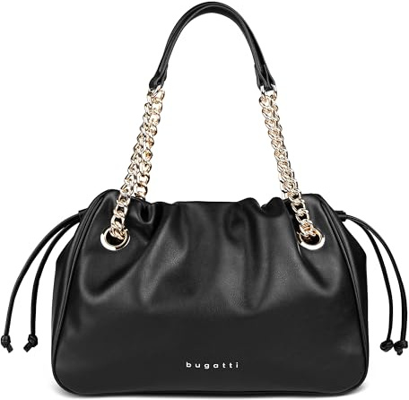 bugatti Leni Handtasche mittel für Damen, Schultertasche aus Kunstleder mit Kettenhenkel