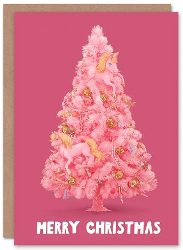 Artery8 Christmas Card Pink Pony and Candy Cane Tree Decorations