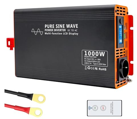 Transformateur Onduleur Solaire 1000 W DC 12 V ~ 24 V vers AC 220 V Puissance Continue 2000 W pour Onduleur Sinusoïdal Pur(DC24V)