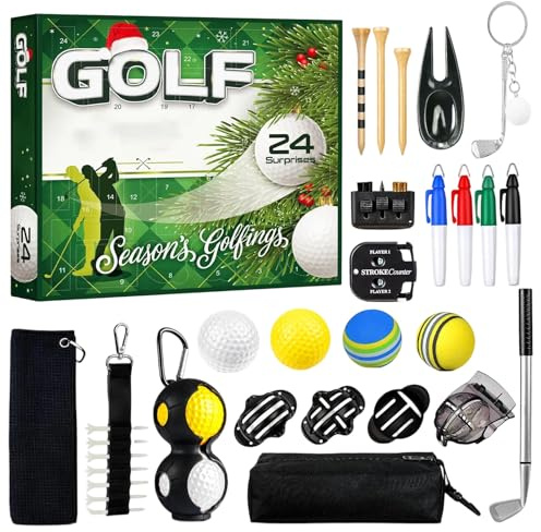 Golf Adventskalender 2025 Für Männer Erwachsene Jungens,Damen Und Herren, Adventskalender 2025 Männer Golf, 24 Tägiger Countdown Bis Weihnachten Mit Golfs Tees, Bällen Und Ballmarkern