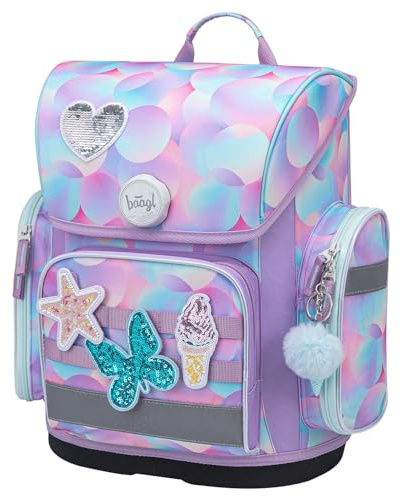 Baagl Schulranzen Mädchen Ergo Schultasche Grundschule Brustgurt - Candy | Ein leichter Kinder Ranzen, Tornister und Schulrucksack für Kinder der 1. Klasse sorgt für gleichmäßige Lastverteilung.