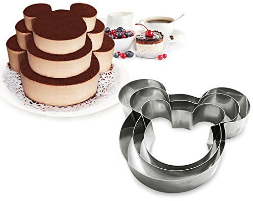 FunWhaleljm 3-stöckige Maus, mehrschichtige Kuchen-Backformen, Edelstahl, 3 Größen, Ringe, Mousse-Kuchenringe (Mousse-Formen, 3 Stück)