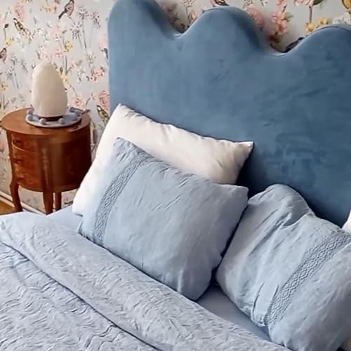 JOWOLLINA Bettwäsche-Set aus 100% Leinen Stonewashed 220 g/m2 (Pastell Blau, 155x220 cm, 80x80 cm)