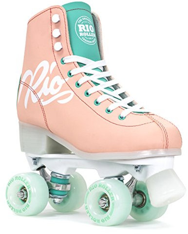 Rio Roller Script Retro Rollschuhe Disco Roller pfirsich peach/green, 40.5