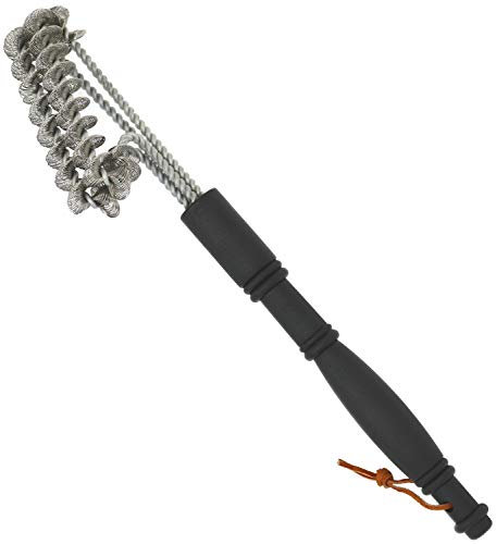 com-four® Grillbürste aus rostfreiem Stahl, BBQ-Reinigungsbürste mit 2 Spiralen, 38 cm (01 Stück - Grillbürste mit Spirale)