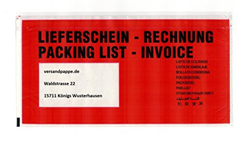 1000 St. Dokumententasche DIN lang 240x125 mm selbstklebende DL Lieferscheintaschen Rechnungstaschen made in EU