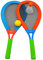 alldoro 60050 XXL Softball Spiel Set mit Ball, Federball, 2 Schläger, 4 tlg., 75 x 35 cm, bunt für Kinder und Erwachsene