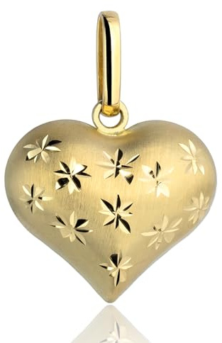 Rodium - 585 Gold Anhänger - Damenschmuck - Herzförmiger Anhänger aus 14 Karat Gelbgold für stilvolle Eleganz und zeitloses Design