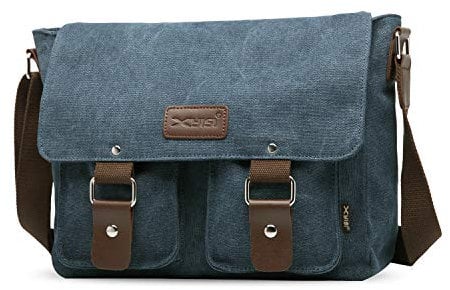 FANDARE Leinwand Messenger Bag Umhängetasche 7.9 inch iPad Tasche Schultertasche Unisex Segeltuch Tasche Arbeiten Tasche für Männer und Frauen, Herren/Damen Reise Umhängetasche Blau