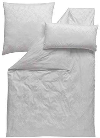 ESTELLA Damast Bettwäsche 5 teilig Bettbezug 200 x 200 cm Kopfkissenbezug 2 x 80 x 80 cm + 2 x 40 x 80 cm Carrara Weiss
