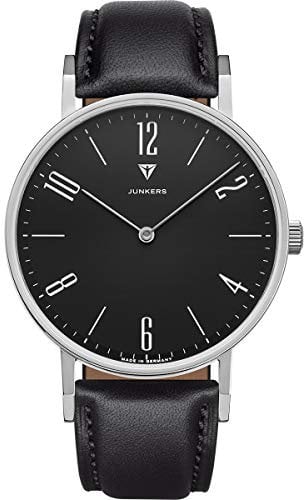 Junkers Dessau Analog Quarz Uhr Lederarmband Saphirglas Ziffern schwarz 9.16.01.02
