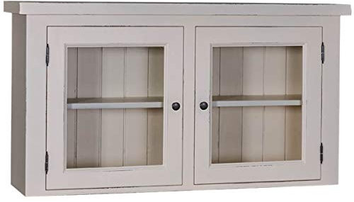 Casa Padrino Landhausstil Küchenhängeschrank Antik Hellgrau 120 x 31 x H. 65 cm - Landhausstil Küchenschrank mit 2 Glastüren