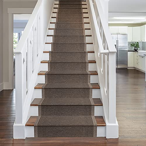 runrug Stair Runner Rug - Non Slip - Staircase Carpet Runner for Stairs - Stain Resistant Stair Carpet Rug Runner - Ideal for High Foot-Traffic - 66cm Wide x 720cm Long - Aztec, Light Brown