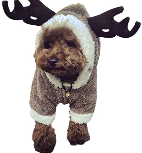 Hundebekleidung Weihnachten Süß Elch Kostüm Hundepullover mit Kapuze Karikatur Stilvoll Haustier Dress up Herbst Winter Warm Verdickt Haustier Hundekostüme Hundemantel (XXL)