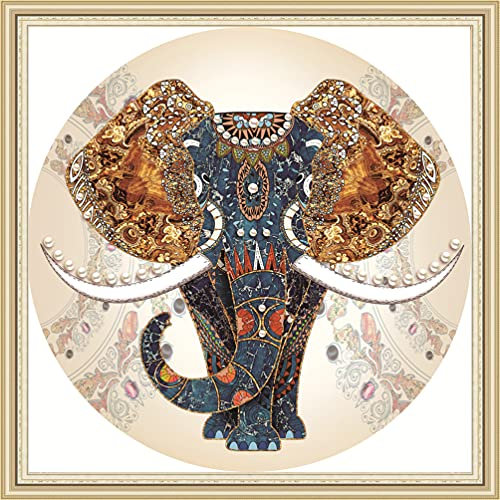 Maysurban Stickerei Set Kreuzstich Starter Kit Vorgezeichnet zum Sticken für Anfänger Stickset zum Selbersticken Cross Stitch Elefant 50x50cm
