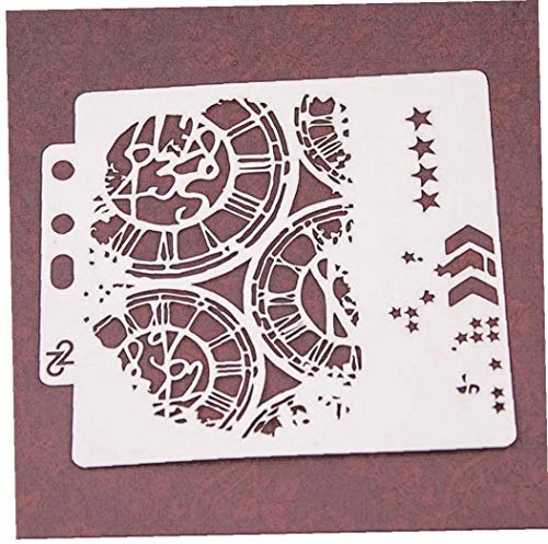 Ruluti Plastic Drawing Painting Stencil, Clock-shape Templates Spray Paint Mold for Walls Painting Embossing Paper Card Diy Crafts Scrapbook