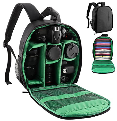 Trintion Camera Backpack Bag Waterproof Photography Camera Bag Case Laptop Photography Backpack with Removable Padded Insert for DSLR SLR Camera Lens Case Fits Up to 13 inch Laptop Green