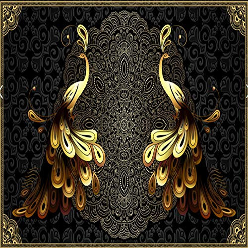 Msrahves 3D Wall Mural Luxury European Style Black Gold Peacock Wallpaper Living Room Bedroom Office Corridor Decoration Murals Modern Wall Decoration Photo Mural Wallpaper for Children's Room