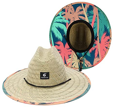 GEMVIE Chapeau de paille Panama Classique Casquette de Plage pour Hommes Chapeau de Soleil Large Bord Été Anti-UV Campo Summer Straw Hat Unisexe, naturel, 60 cm