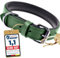 Schnüffelfreunde Halsband für Hunde aus Leder, Hundehalsband für den großen, mittleren und kleinen Hund, Lederhalsband gepolstert, robust (XXL - 55-65cm, Grün)